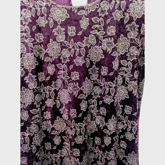 Vtg 90s Crushed Velvet Maxi Dress Sz M Floral Grunge No Boundaries Burgundy Y2K - Picture 5 of 5